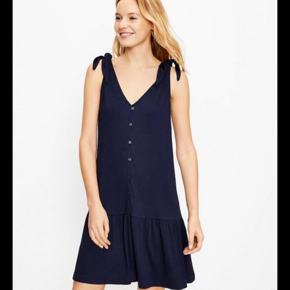 LOFT Bow Strap Button Flounce